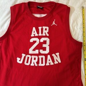 JORDAN AIR 23 Red JERSEY. FABRIC/STICHED LETTERING ON FRONT & BACK.youth XL.